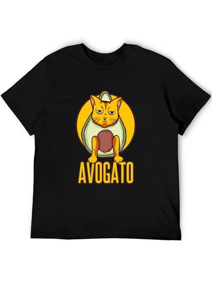 Avogato Black T-Shirt: Cat Avocado Pun