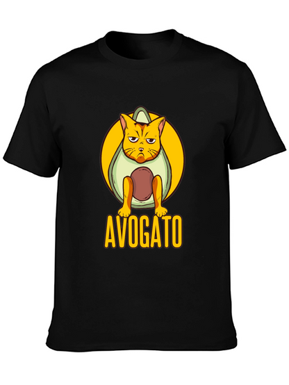 Avogato Black T-Shirt: Cat Avocado Pun