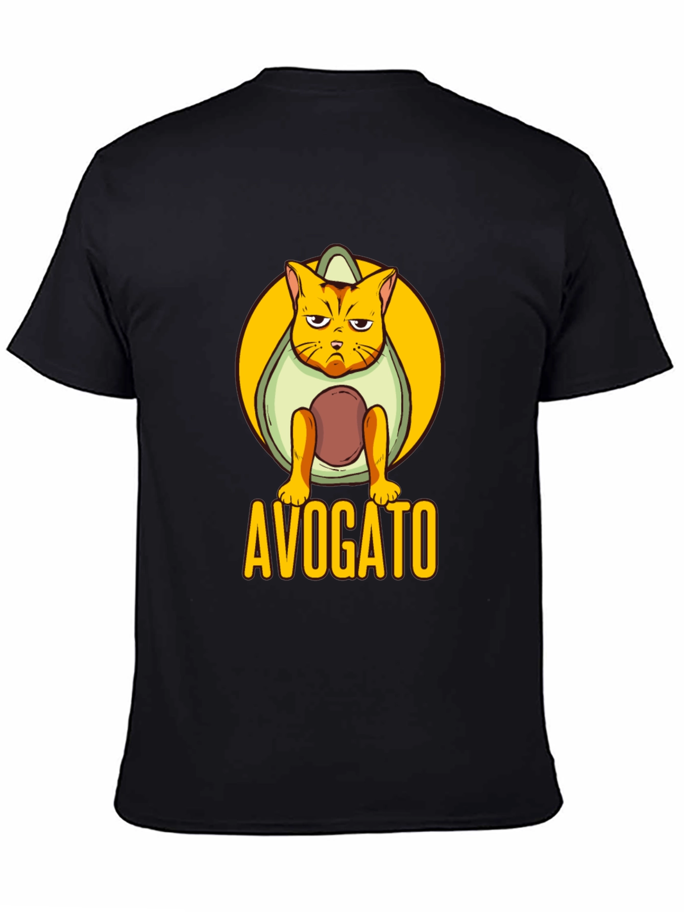 Avogato Black T-Shirt: Cat Avocado Pun
