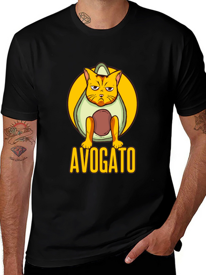 Avogato Black T-Shirt: Cat Avocado Pun