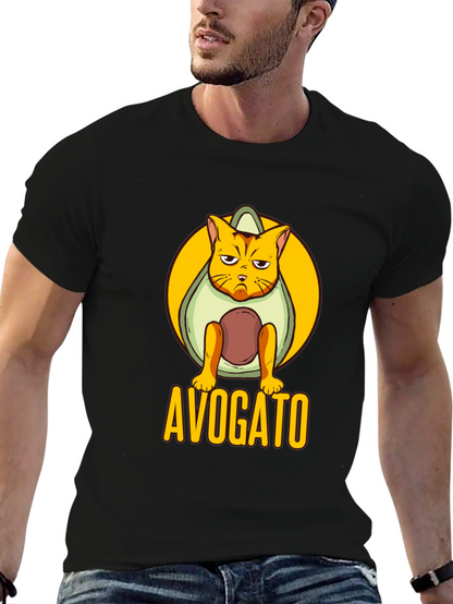 Avogato Black T-Shirt: Cat Avocado Pun