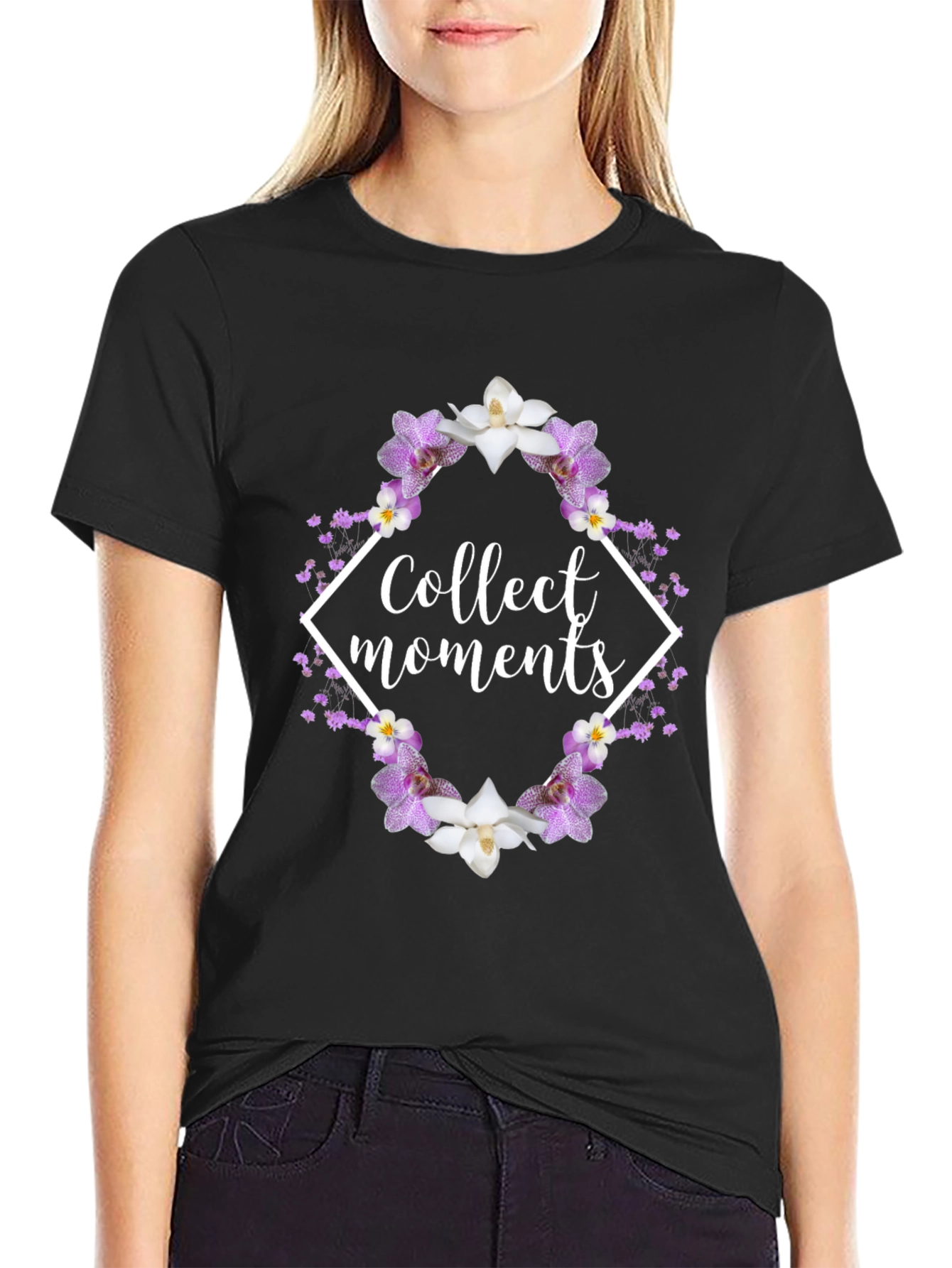 Collect Moments Floral Graphic Tee - Black