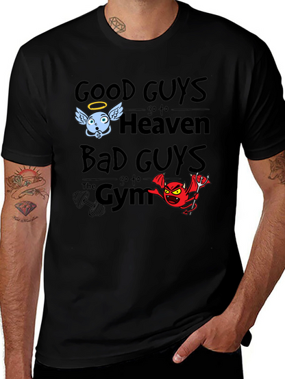 Good Guys Heaven Bad Guys Gym Graphic T-Shirt
