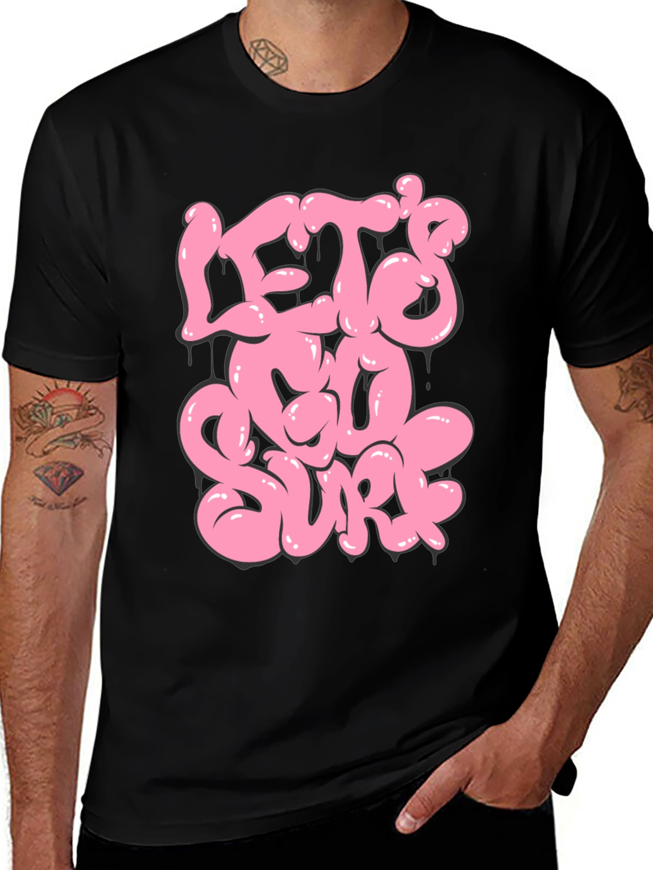 Lets Go Surf Graphic T-Shirt - Black