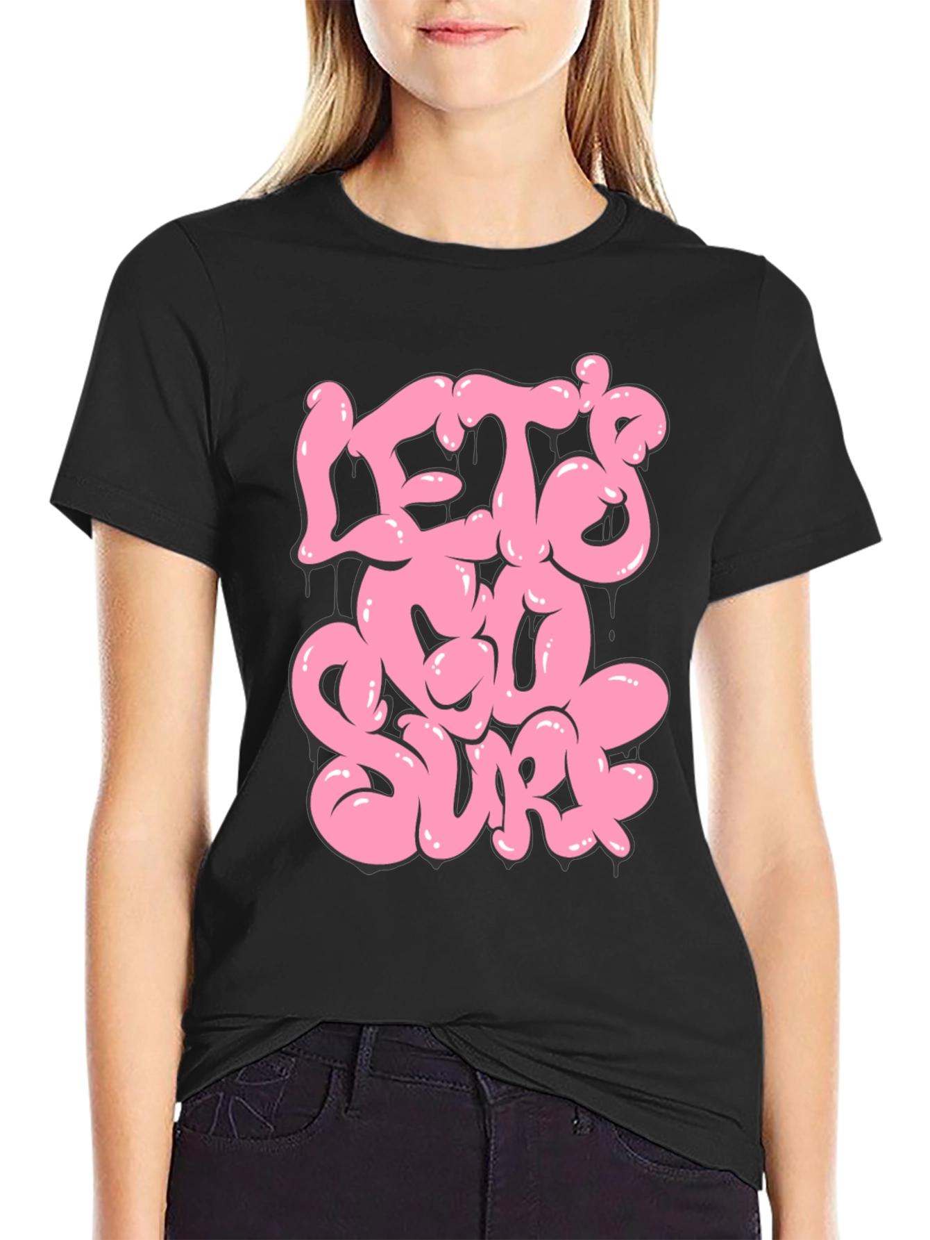 Lets Go Surf Graphic T-Shirt - Black