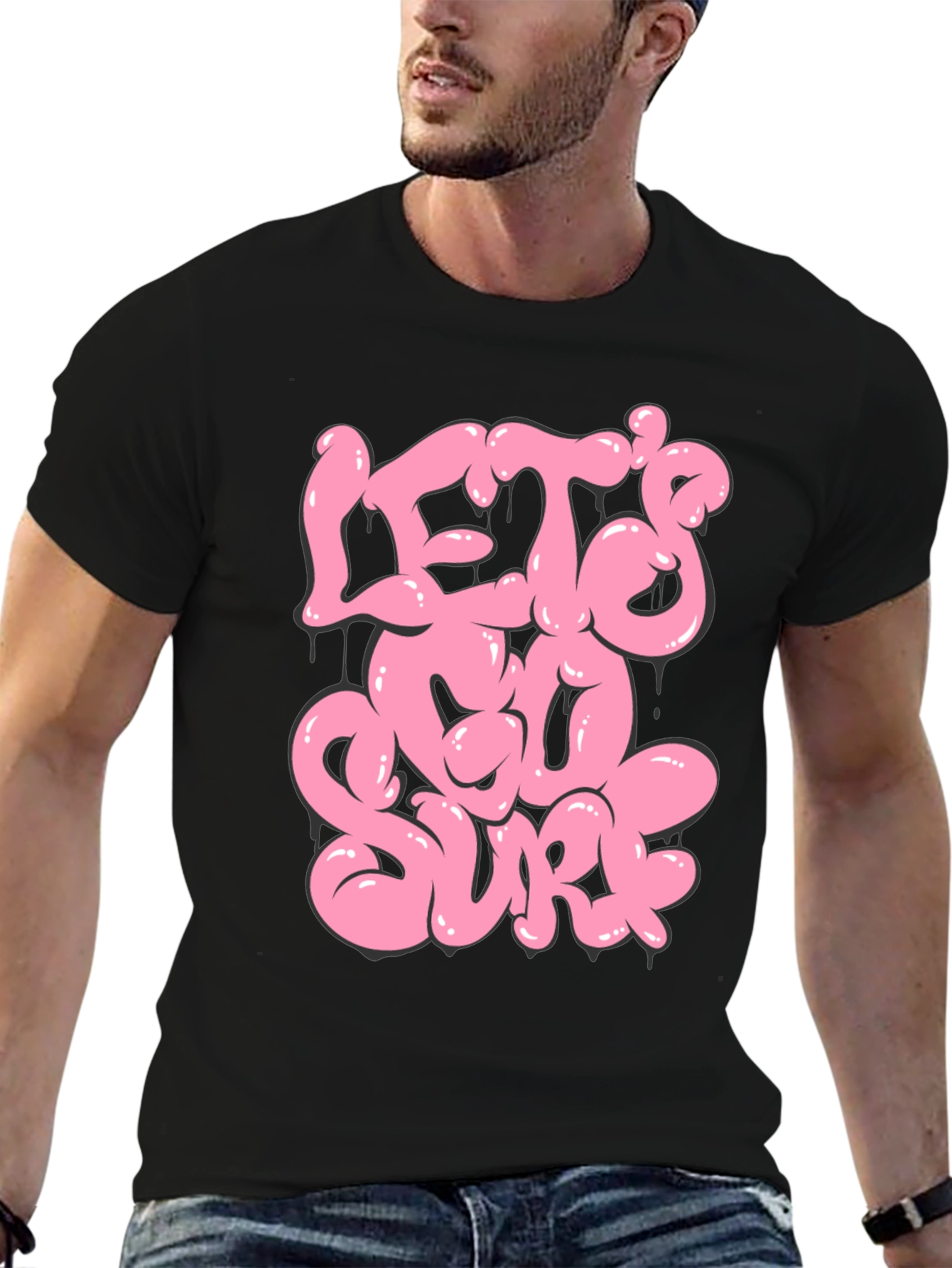 Lets Go Surf Graphic T-Shirt - Black