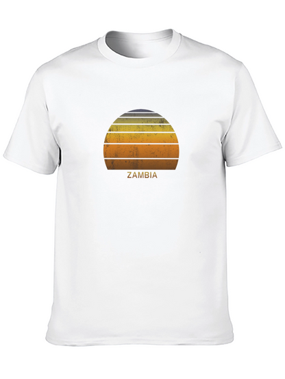 Zambia Retro Sunset Graphic T-Shirt