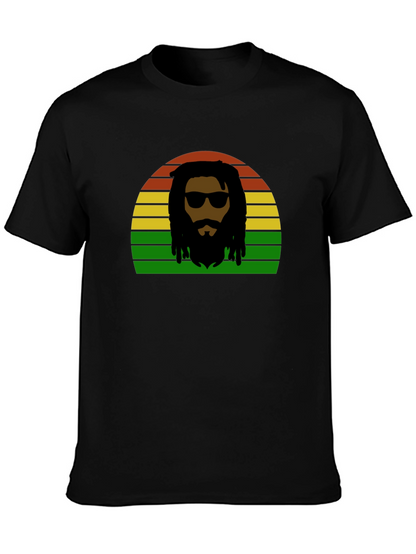Rasta Man Retro Sunset T-Shirt - Reggae Vibes