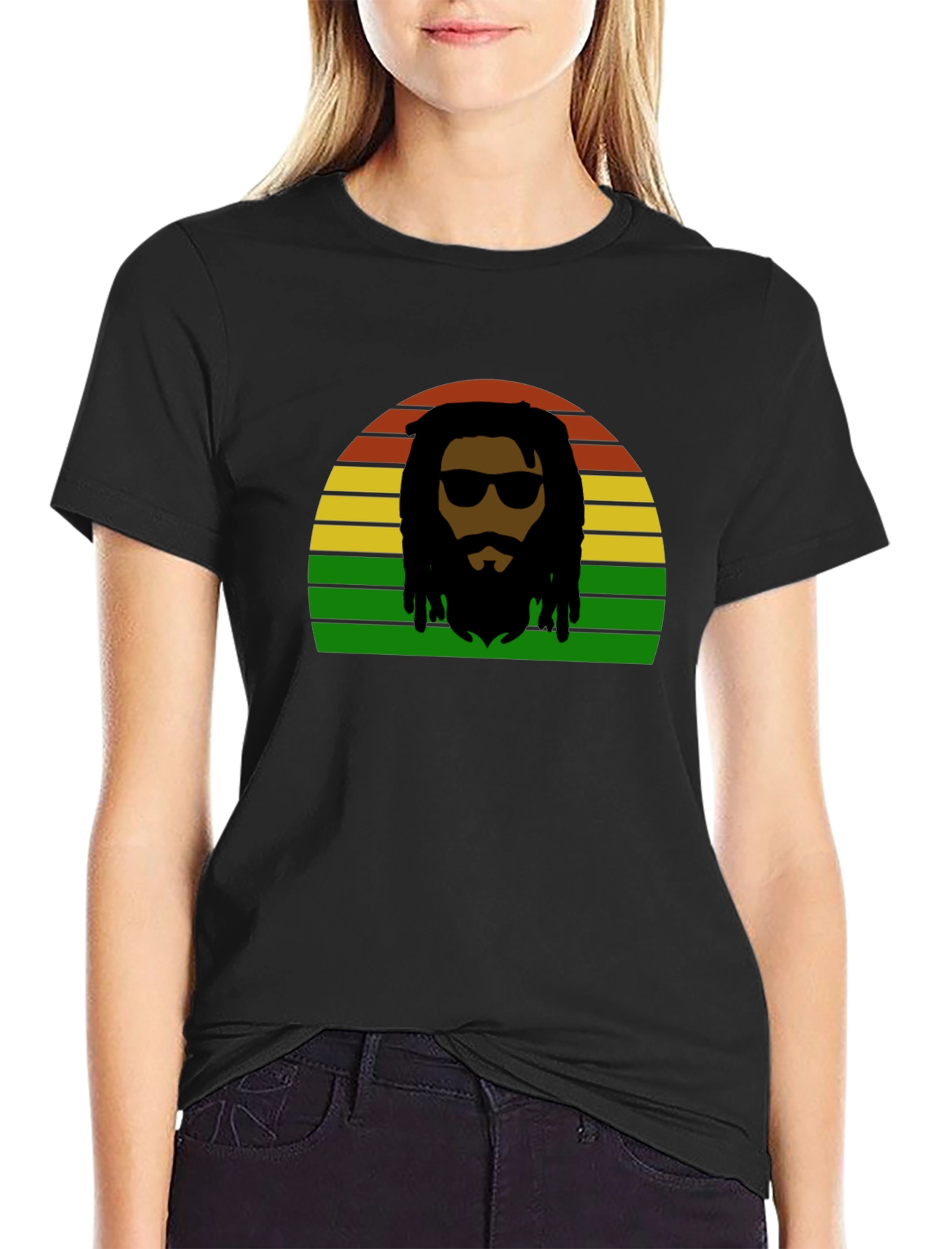 Rasta Man Retro Sunset T-Shirt - Reggae Vibes