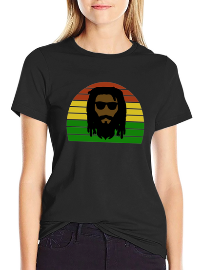 Rasta Man Retro Sunset T-Shirt - Reggae Vibes