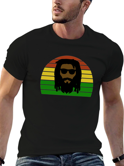 Rasta Man Retro Sunset T-Shirt - Reggae Vibes