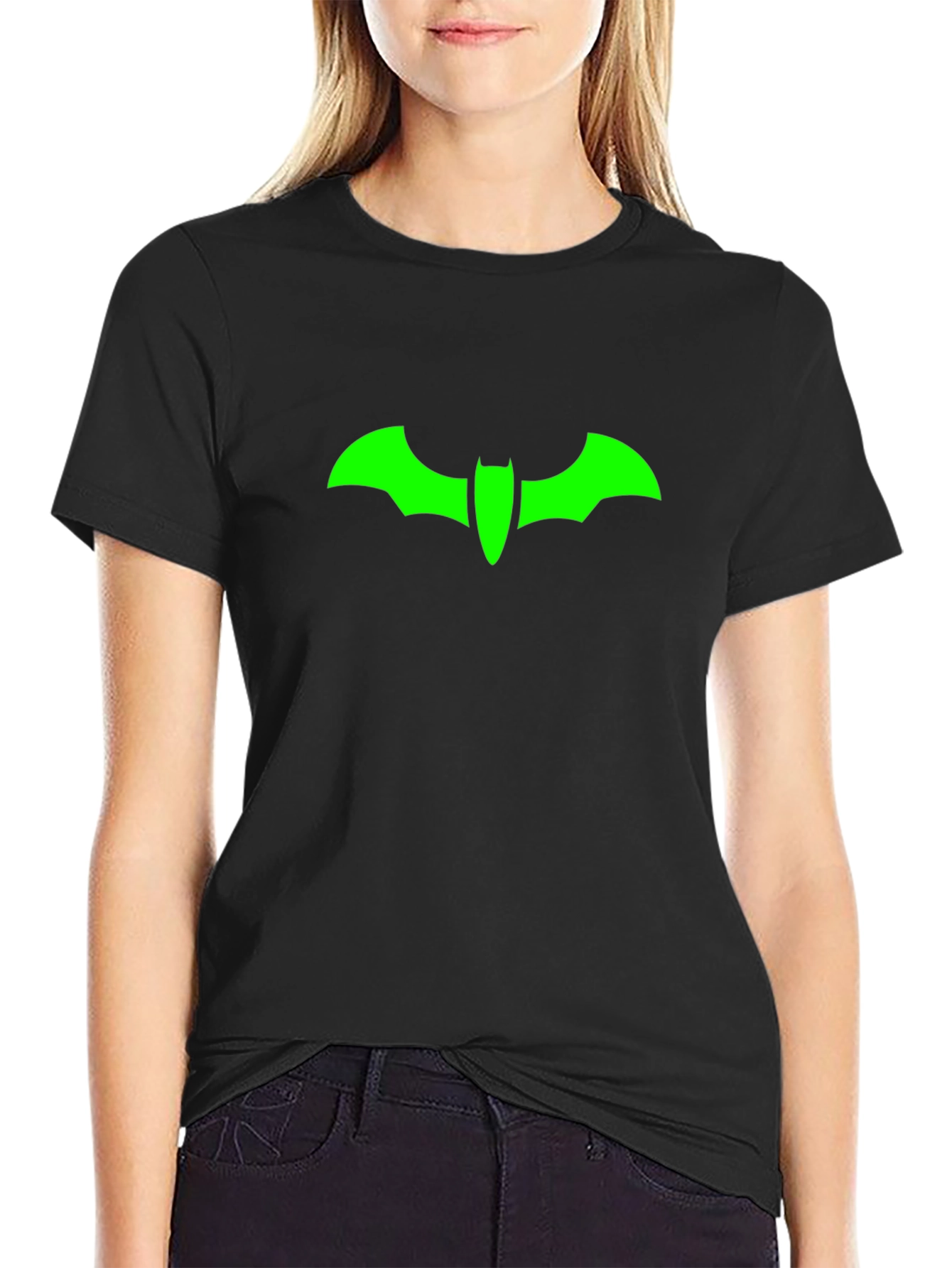 Green Bat Symbol Black T-Shirt