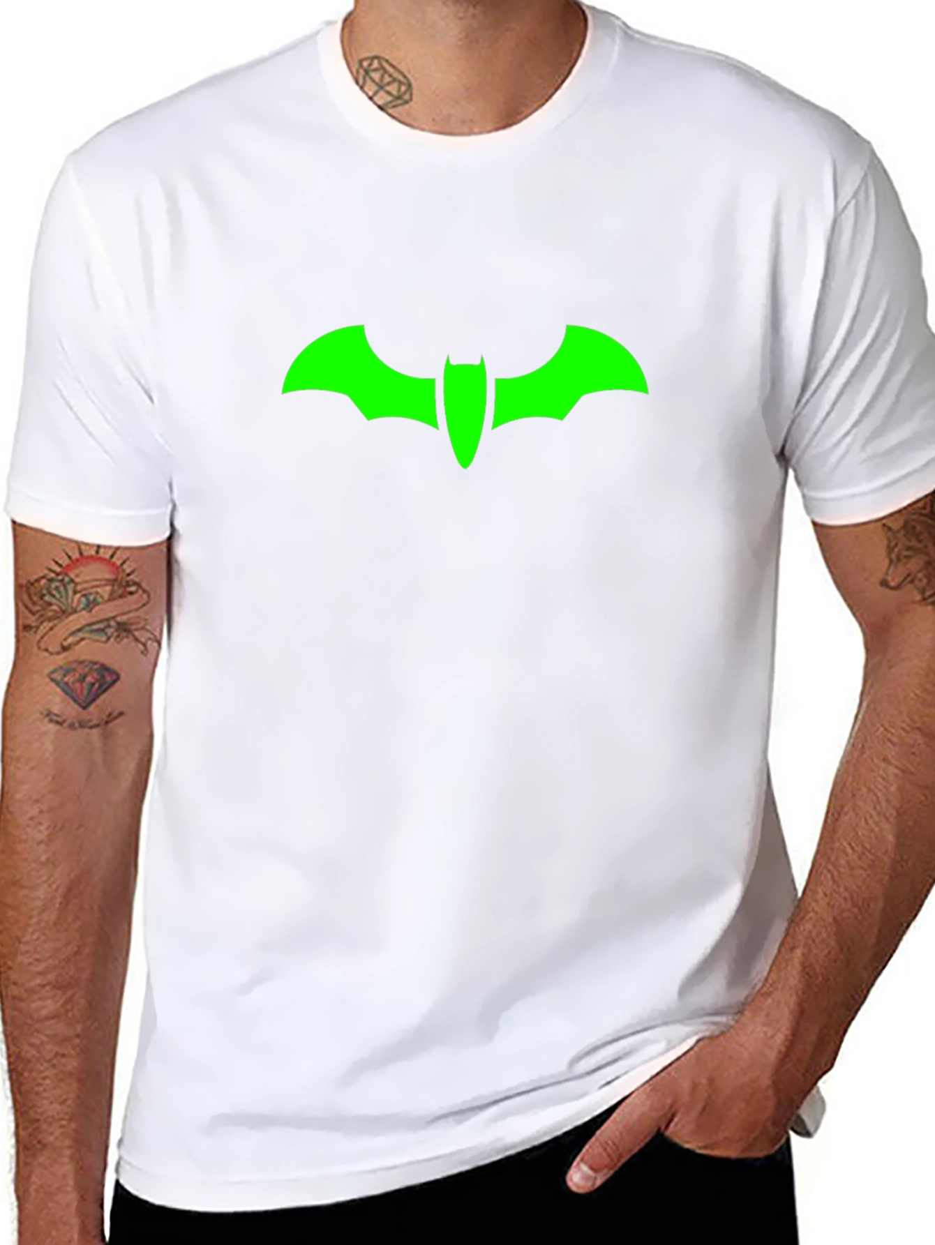Green Bat Symbol Black T-Shirt