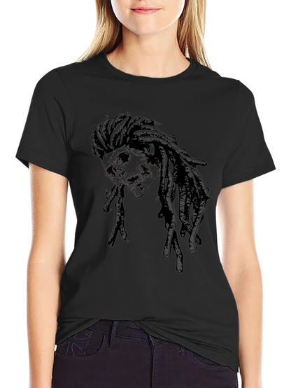 Skull Dreadlock Graphic T-Shirt - Edgy Streetwear