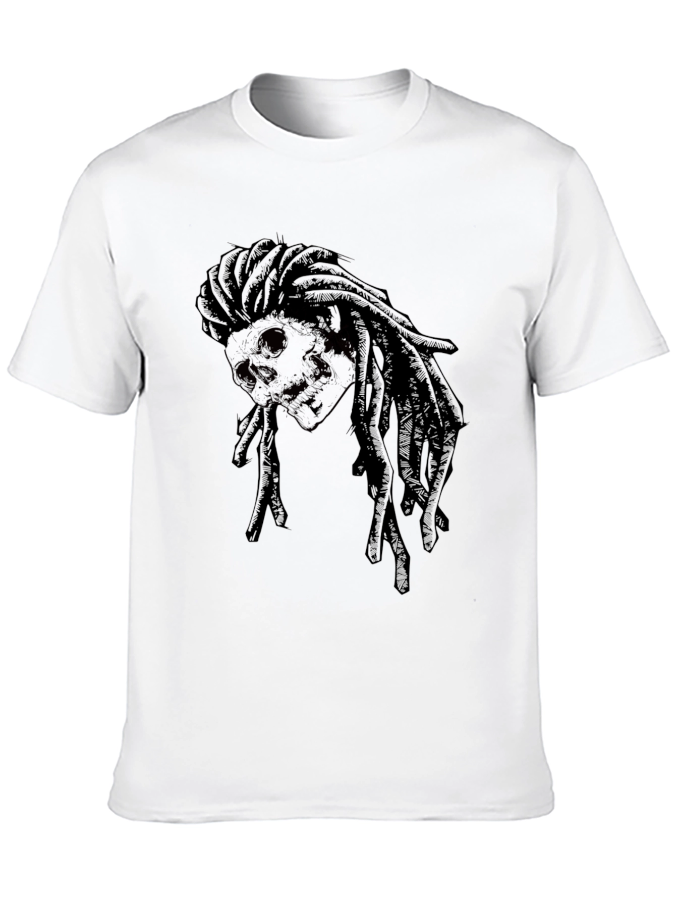 Skull Dreadlock Graphic T-Shirt - Edgy Streetwear