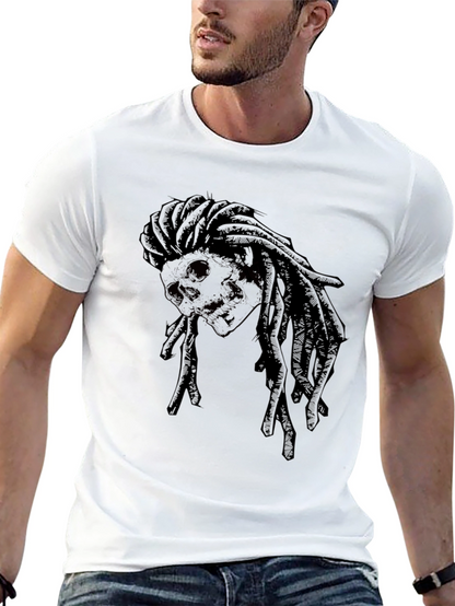 Skull Dreadlock Graphic T-Shirt - Edgy Streetwear