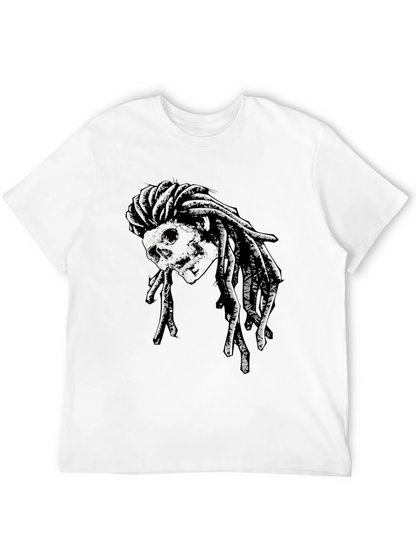 Skull Dreadlock Graphic T-Shirt - Edgy Streetwear