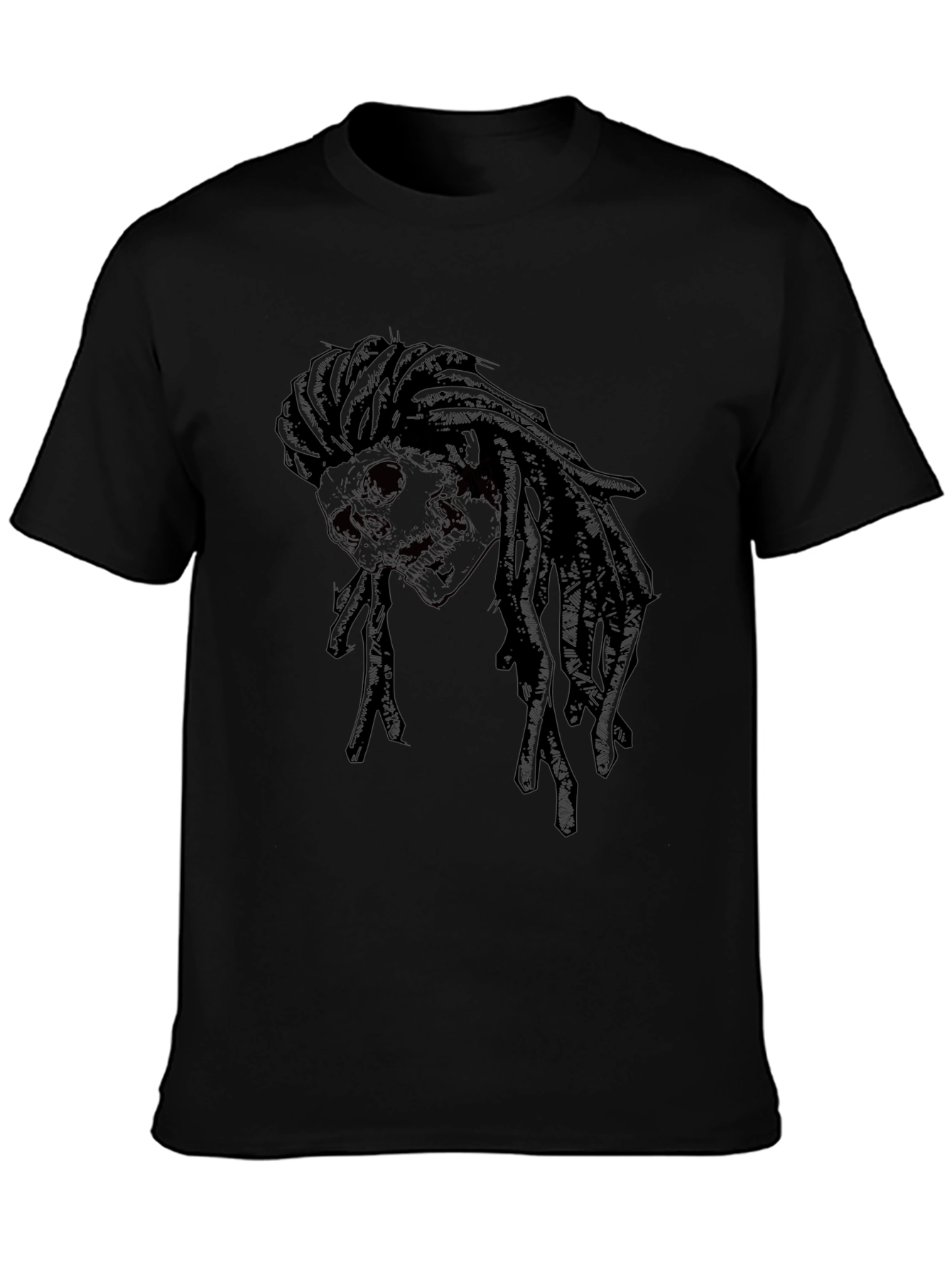 Skull Dreadlock Graphic T-Shirt - Edgy Streetwear