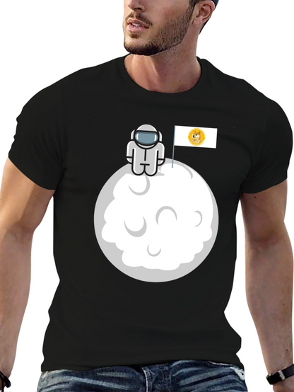 Doge Moon Landing Black Graphic Tee