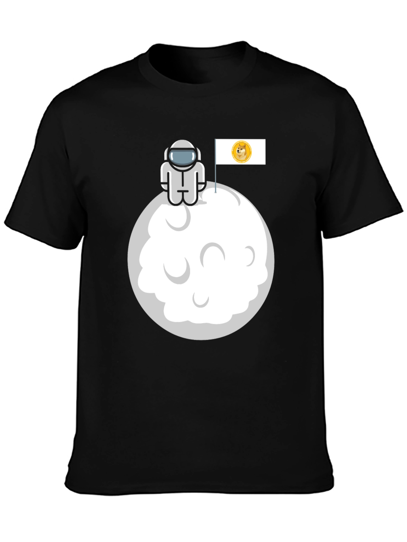 Doge Moon Landing Black Graphic Tee