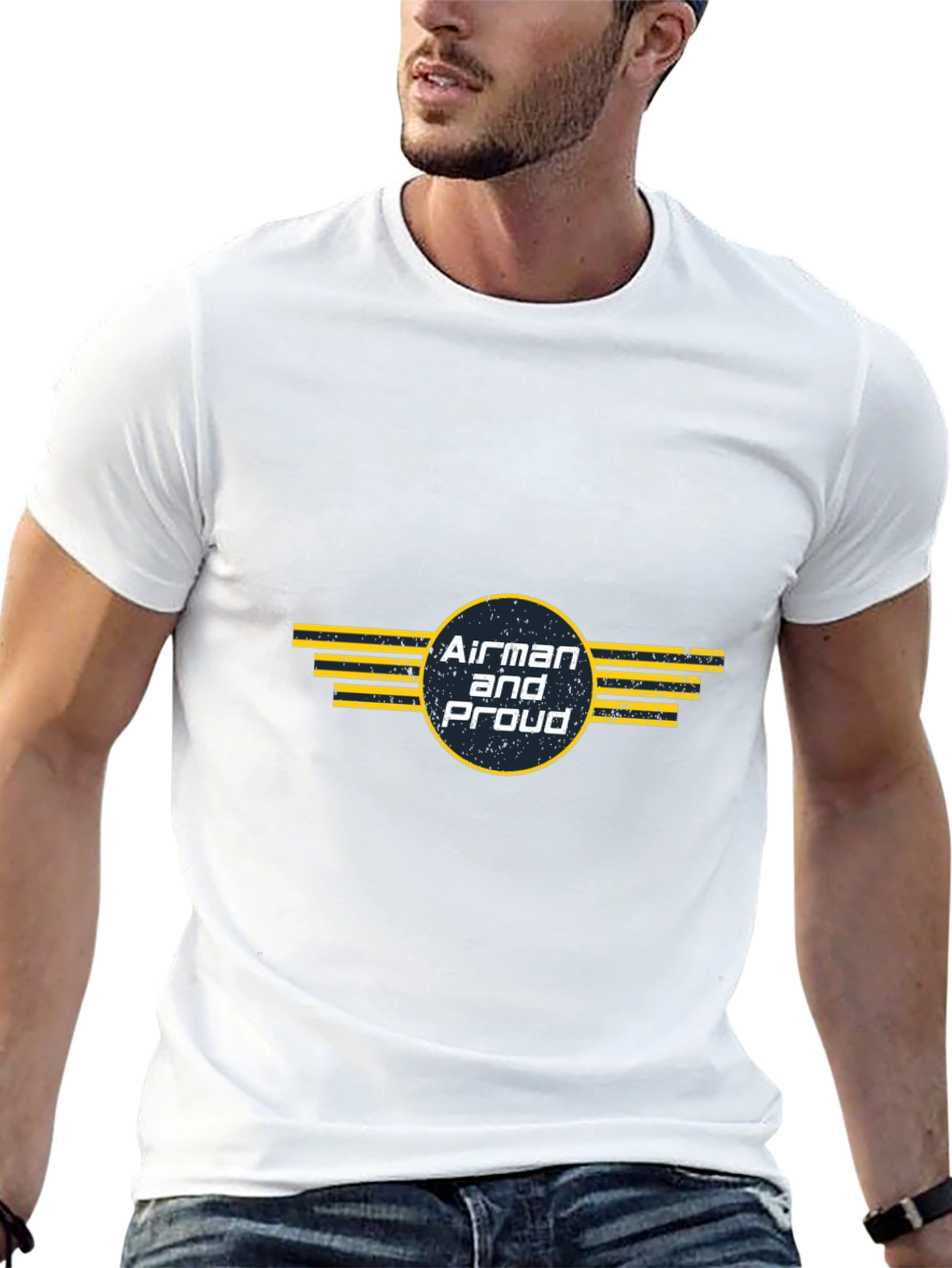 Airman and Proud Graphic Tee - Military Pride Shirt