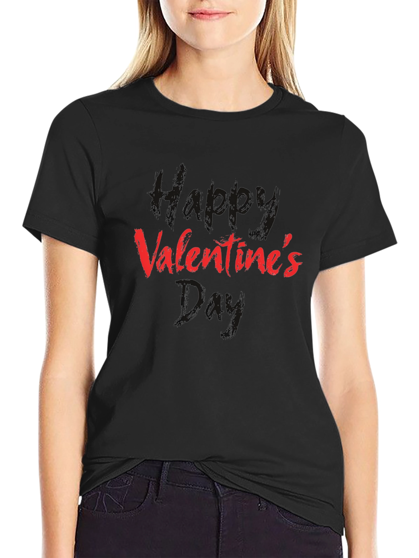 Valentines Day Graphic Tee - Black Cotton Shirt