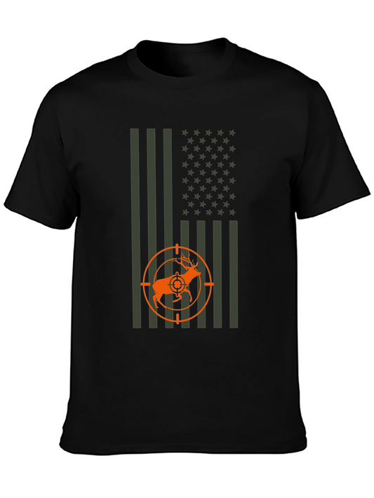 Deer Hunting American Flag T-Shirt