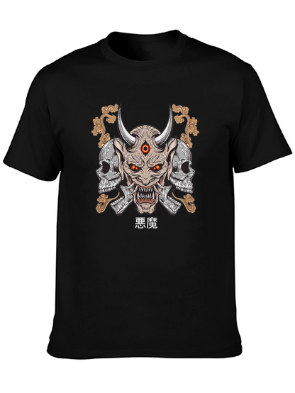 Demon Skull Graphic Print T-Shirt