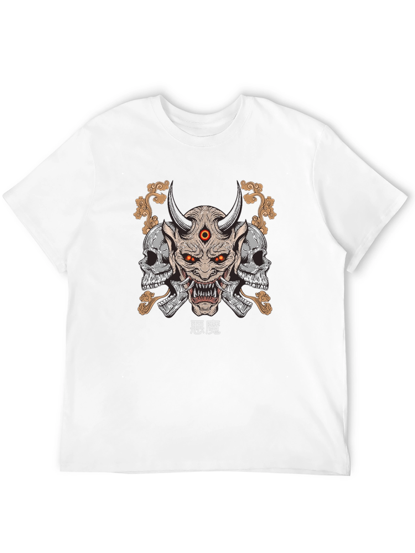 Demon Skull Graphic Print T-Shirt