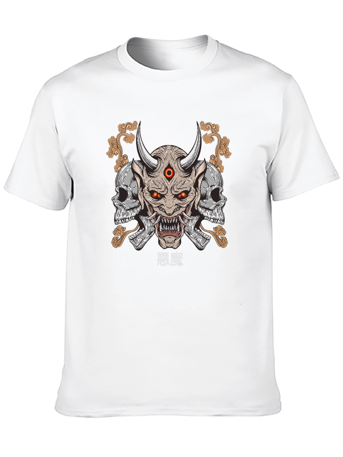 Demon Skull Graphic Print T-Shirt