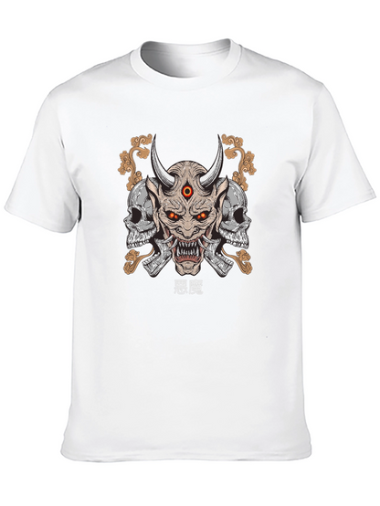 Demon Skull Graphic Print T-Shirt
