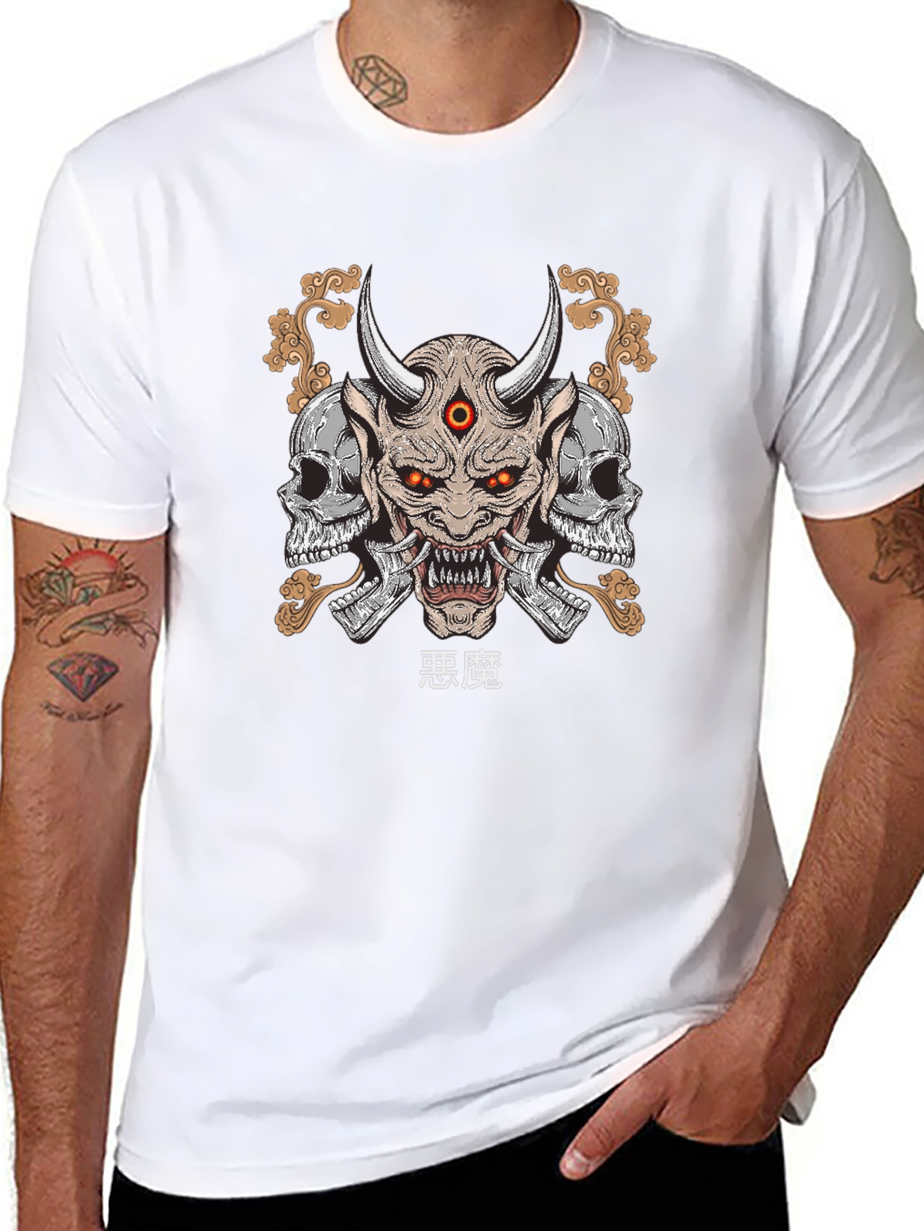 Demon Skull Graphic Print T-Shirt
