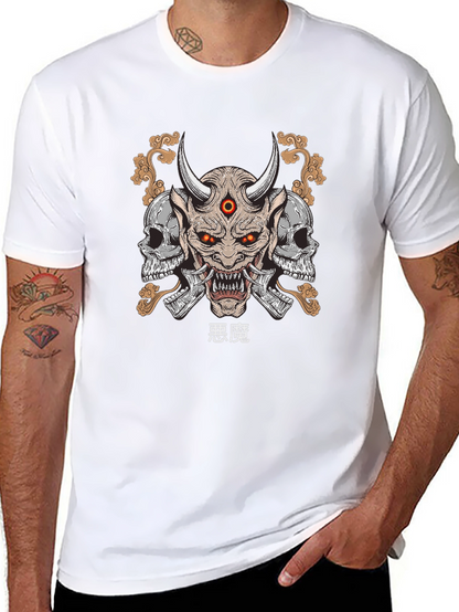 Demon Skull Graphic Print T-Shirt