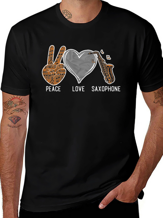 Peace Love Saxophone Graphic Tee