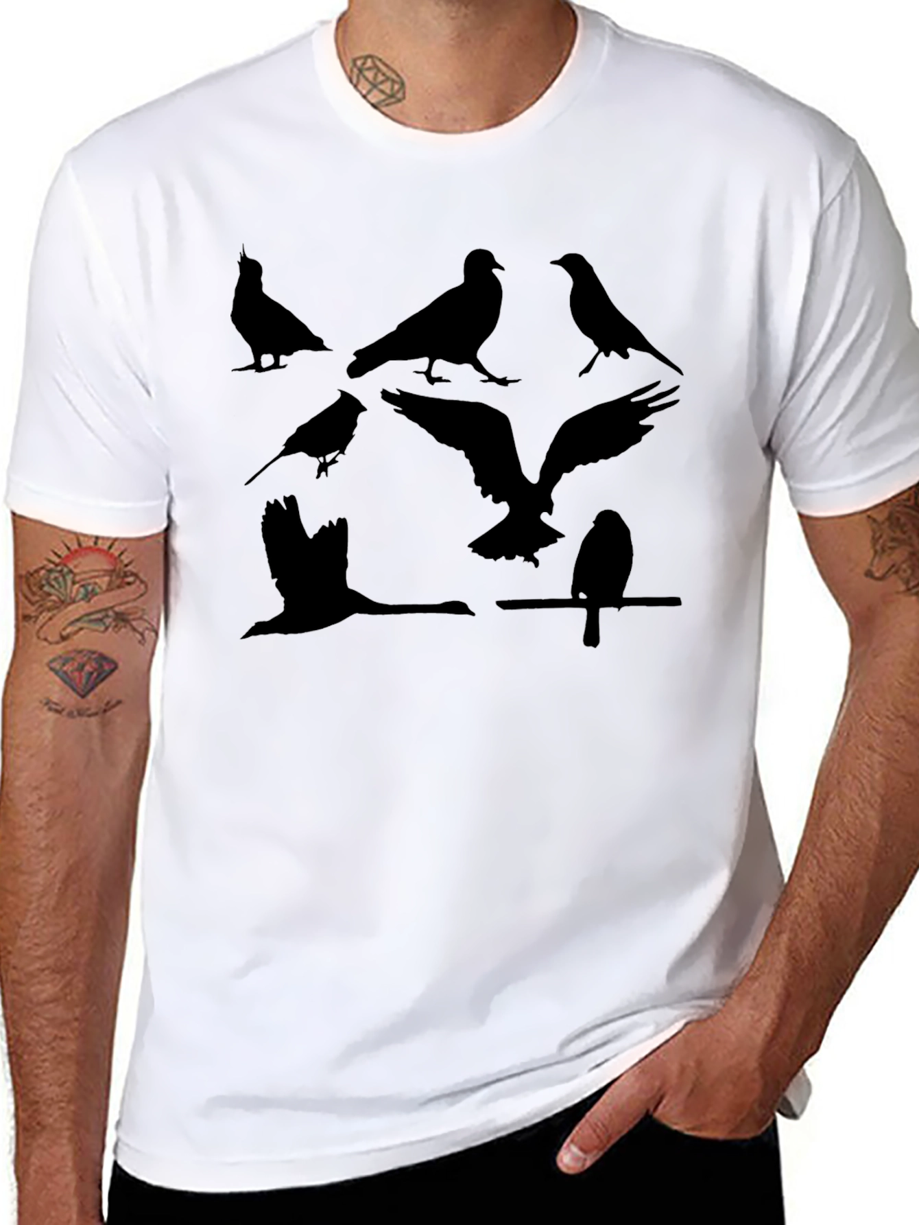 Bird Silhouette Graphic Tee - Mens Black T-Shirt