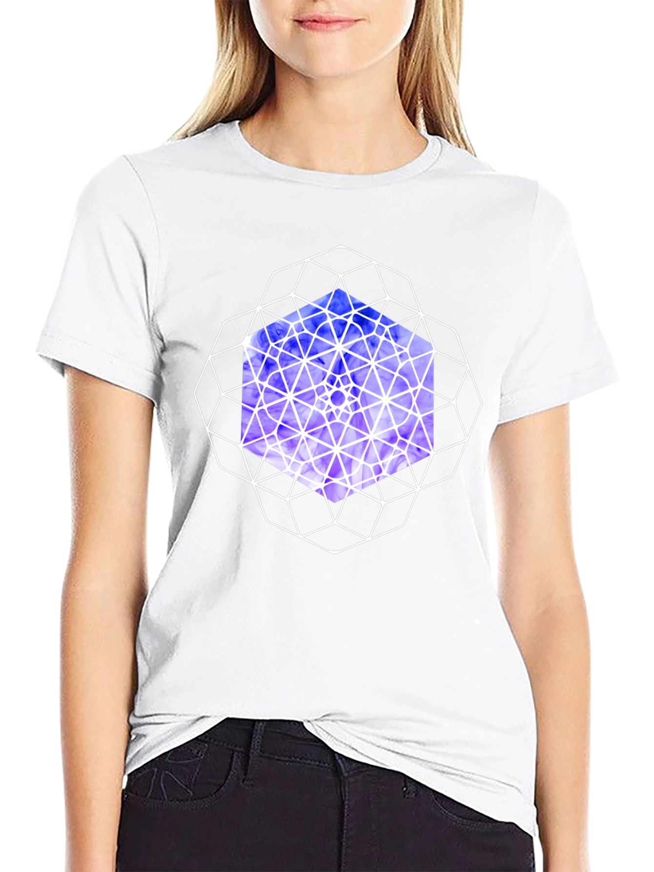 Geometric Cube Graphic Tee - Modern Design