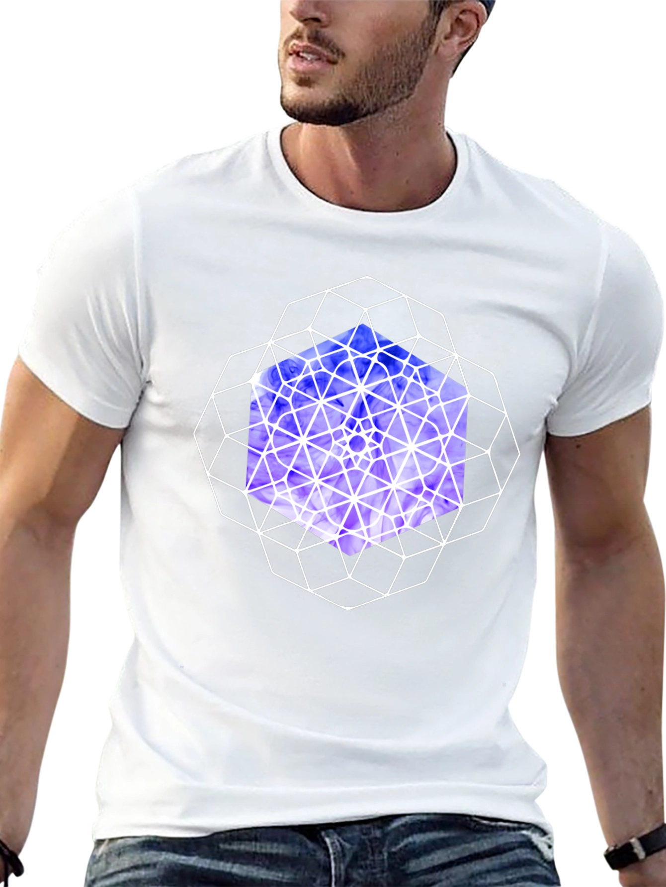 Geometric Cube Graphic Tee - Modern Design