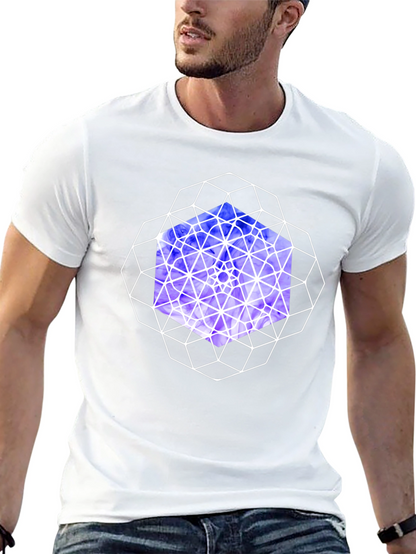 Geometric Cube Graphic Tee - Modern Design
