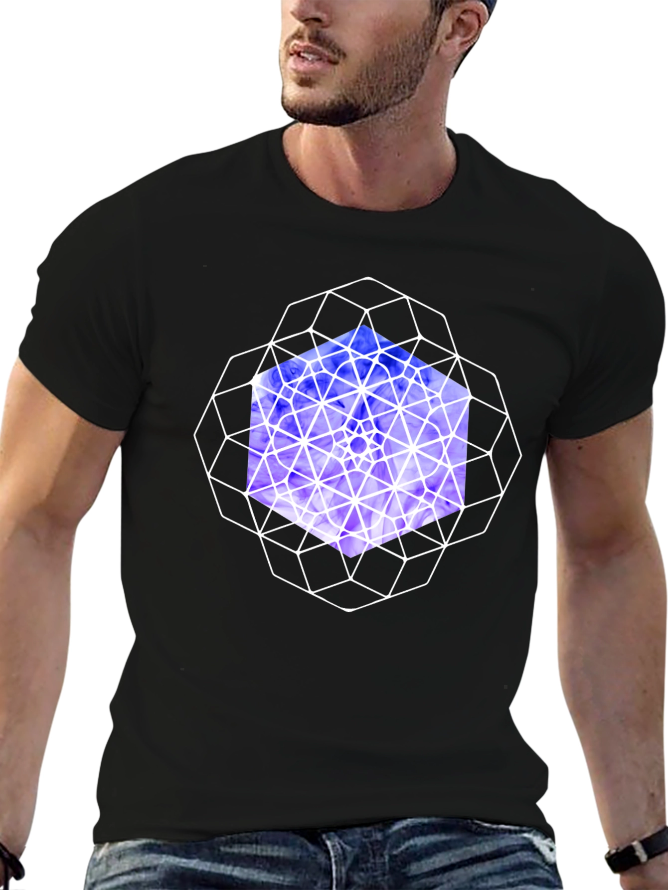Geometric Cube Graphic Tee - Modern Design
