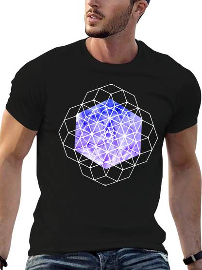 Geometric Cube Graphic Tee - Modern Design