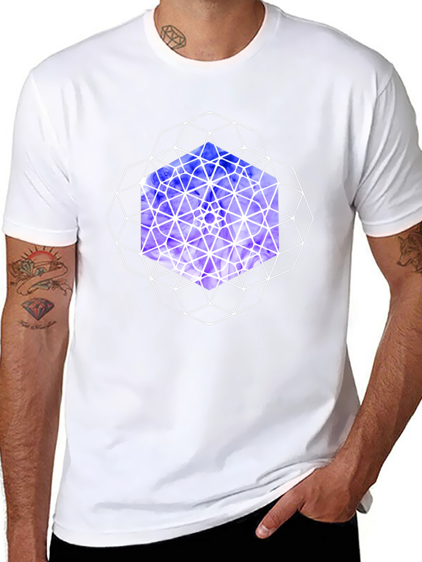 Geometric Cube Graphic Tee - Modern Design