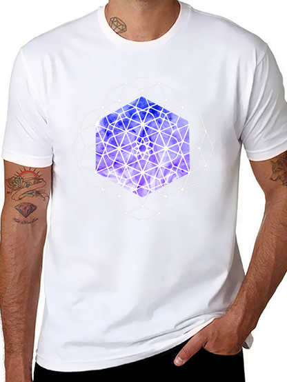 Geometric Cube Graphic Tee - Modern Design