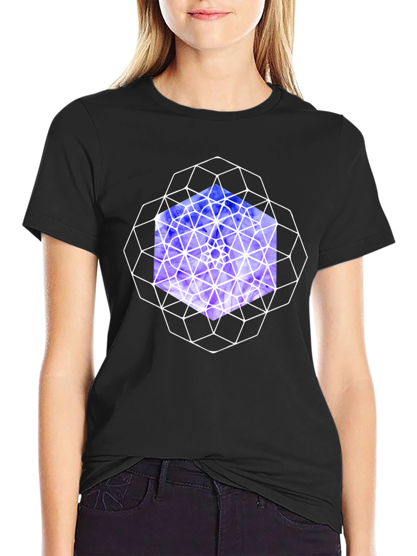 Geometric Cube Graphic Tee - Modern Design