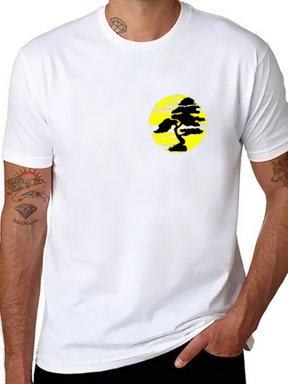Black T-Shirt with Yellow Bonsai Graphic