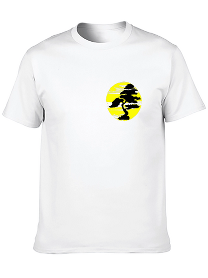 Black T-Shirt with Yellow Bonsai Graphic