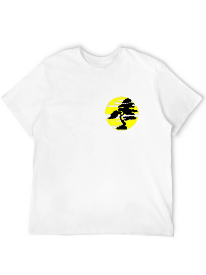 Black T-Shirt with Yellow Bonsai Graphic