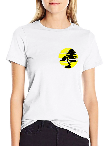 Black T-Shirt with Yellow Bonsai Graphic