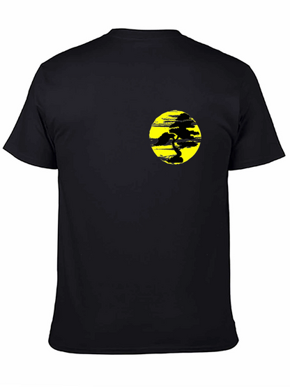Black T-Shirt with Yellow Bonsai Graphic