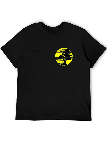 Black T-Shirt with Yellow Bonsai Graphic