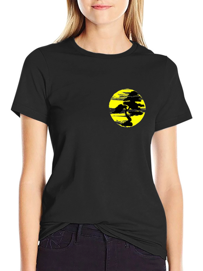 Black T-Shirt with Yellow Bonsai Graphic